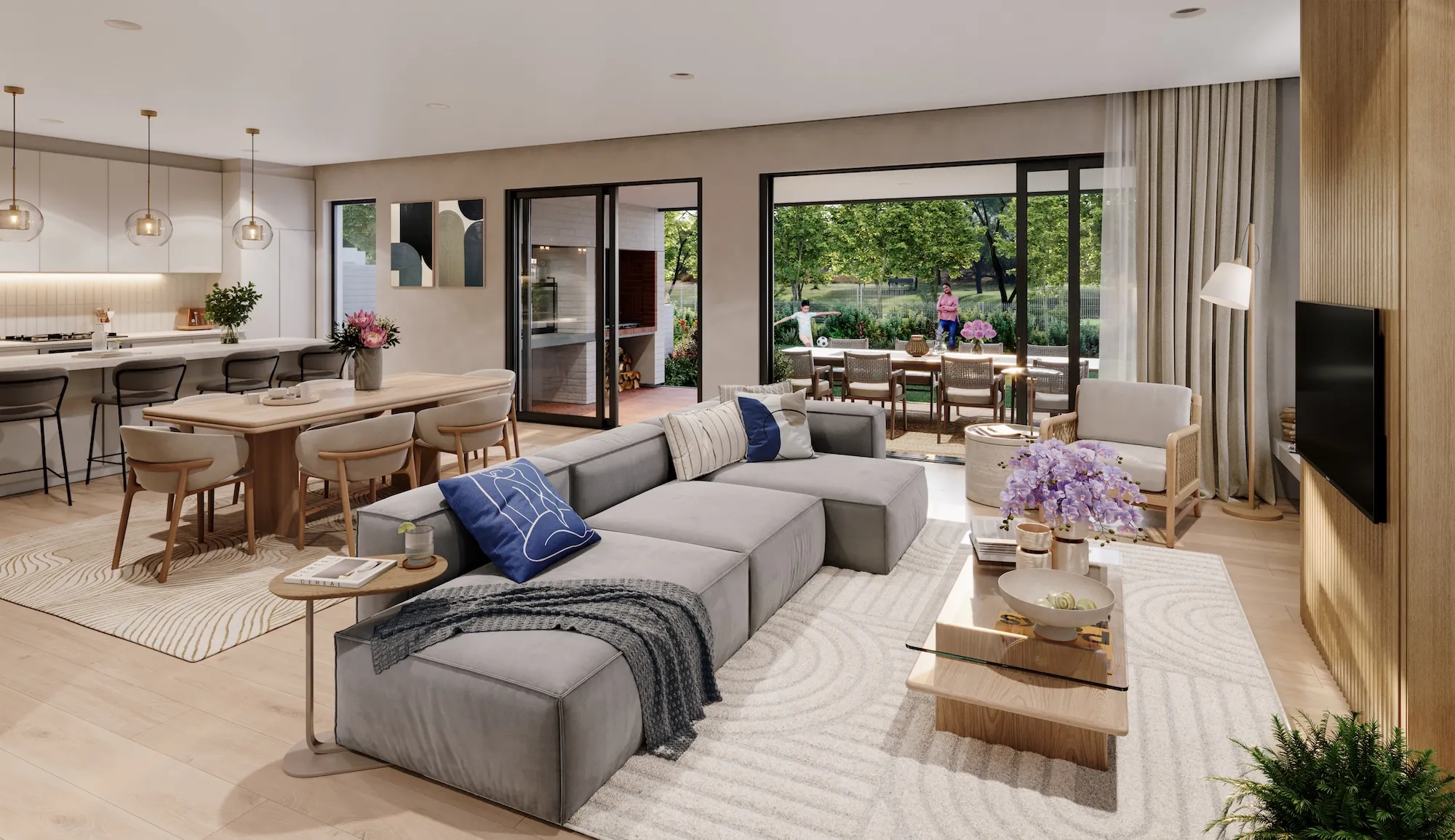 Modern kitchen and living space inside Valverde Estate Somerset West home